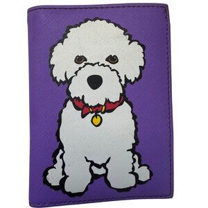 Marc Tetro Purple Passport Case Wallet White Bichon/Maltese Dog NWT